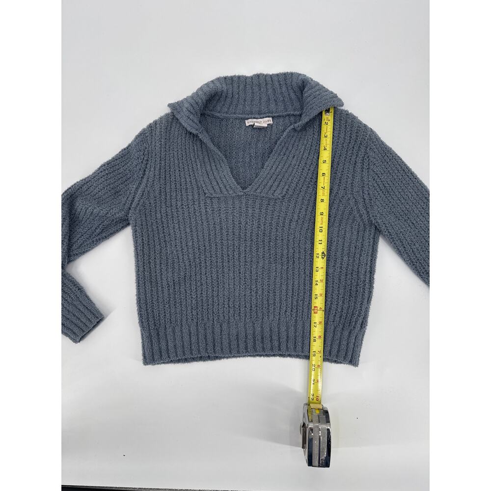 Sincerly Jules Fuzzy Knit Lounge Set Collared Sweater Pants Blue Size Small - Picture 10 of 12